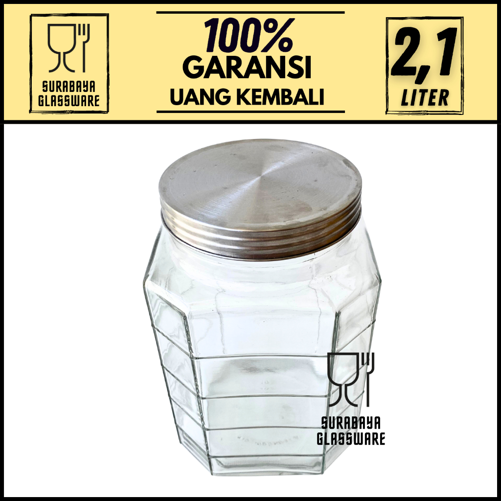 TOPLES KACA KEDAP UDARA 2,1 LITER TOPLES BOTOL JAR TEMPAT WADAH PENYIMPANAN KEDAP UDARA LEBARAN TUTU