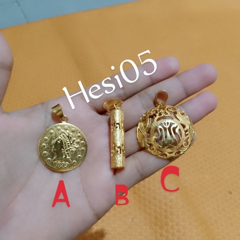 Liontin bandul mainan kalung lapis emas 24k bisa disepuh atau dicuci ulang
