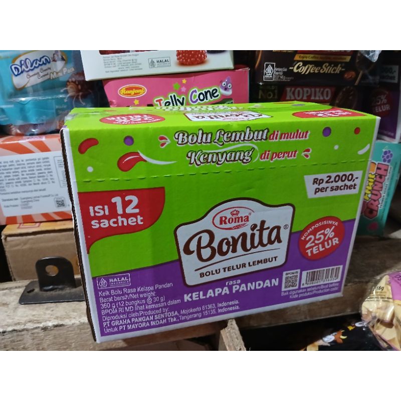 

BOLU BONITA 1PACK ISI 12/PANDAN/COKLAT/KEJU