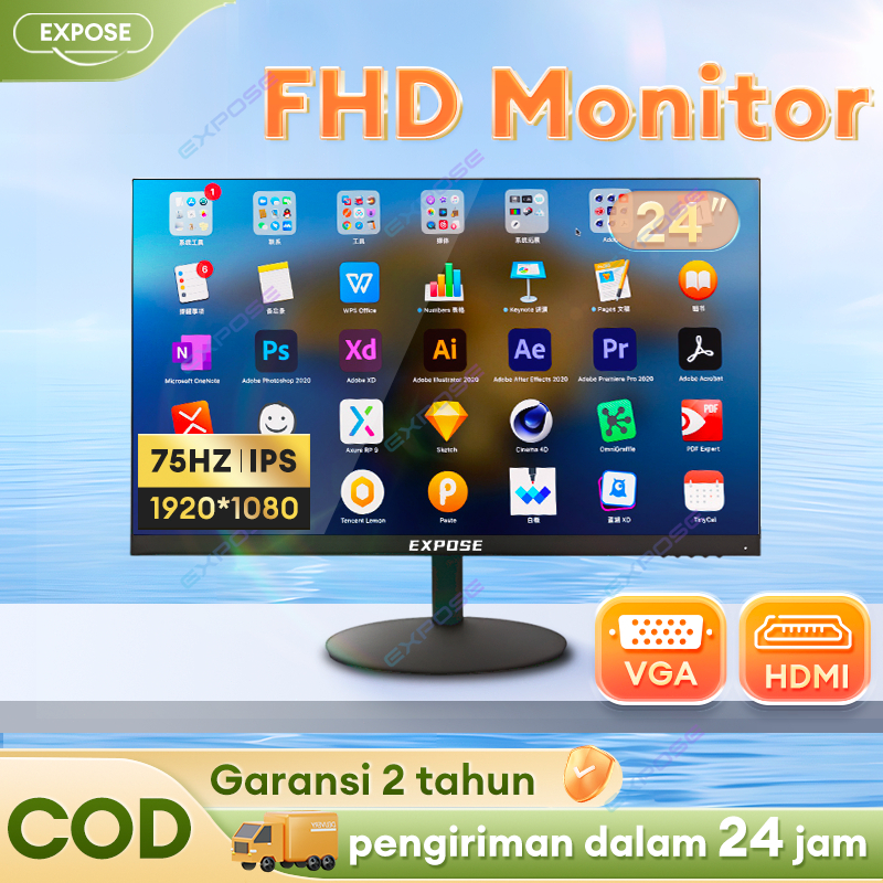 Monitor PC 19inch Monitor 24 Inch Gaming Monitor 75HZ Monitor 22 inch LED Flat HDMI LED PS4/PS5/Xbox