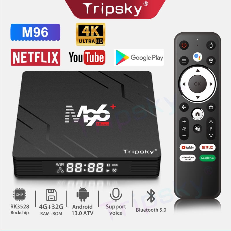 Tripsky Android Tv Box M96plus Ram 4gb Rom 32gb Tv Box Android 13 Bluetooth RK3528 Smart Tv Box