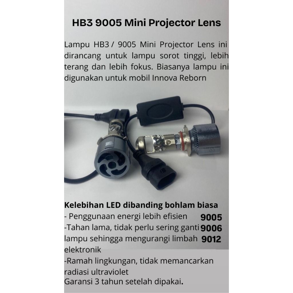 Lampu Mobil HB3 9005 / LED Car Lamp / Lampu Mobil LED HB3 9005 Mini Projector Lens