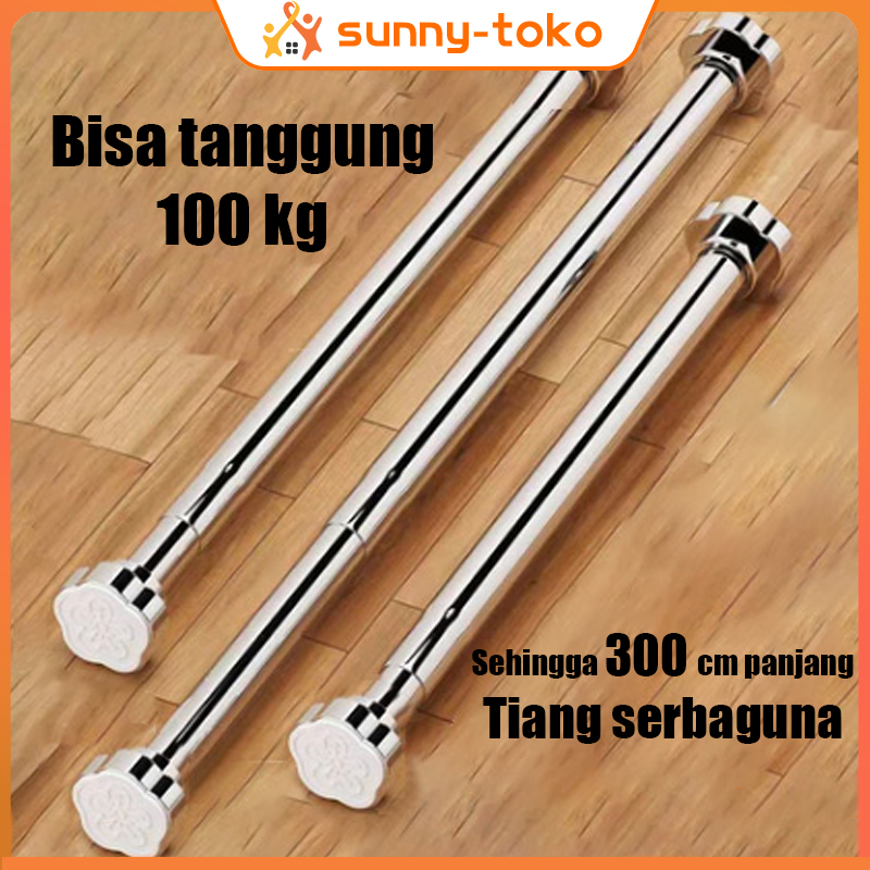 35-300CM Jemuran Baju Dinding Stainless Tiang Gorden Fleksibel Gantungan Jemuran Pakaian Tiang Tembo
