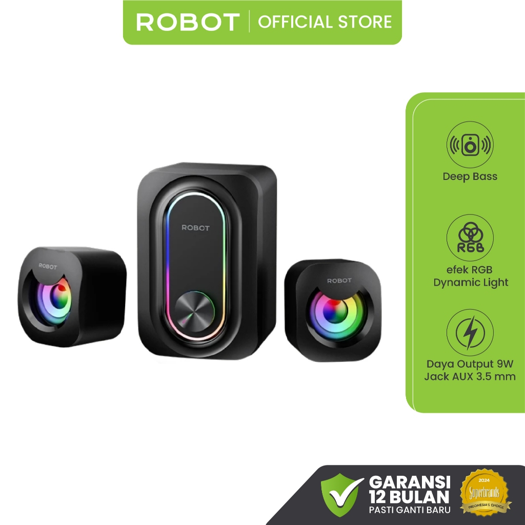 ROBOT Speaker Komputer Gaming Speaker Laptop Super bass Tipe RS190 Speaker Gaming Soundbar Portable 