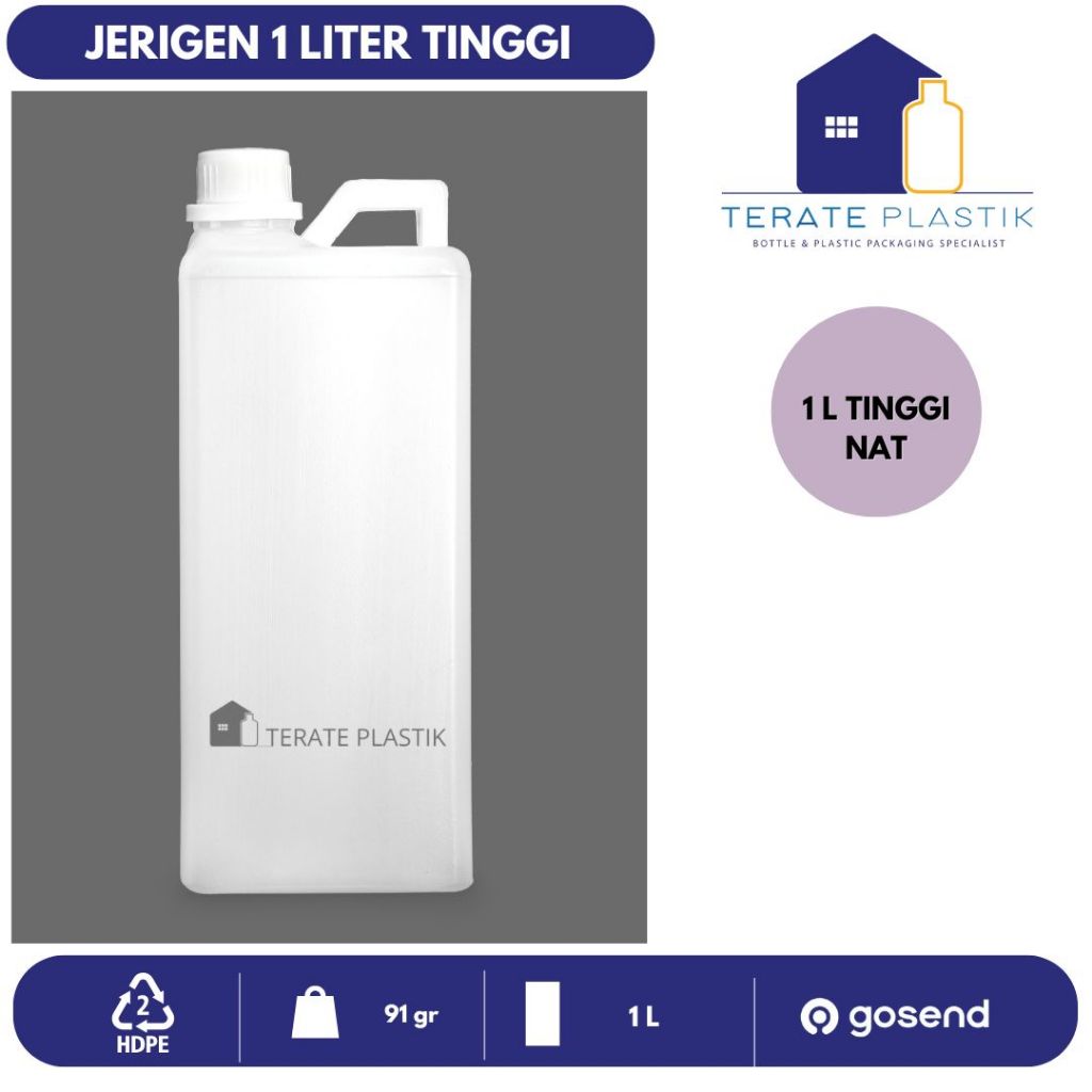 Jerigen 1L Tinggi | Jerrycan 1 Liter | Bandung | Grab/Gojek | Terate Plastik