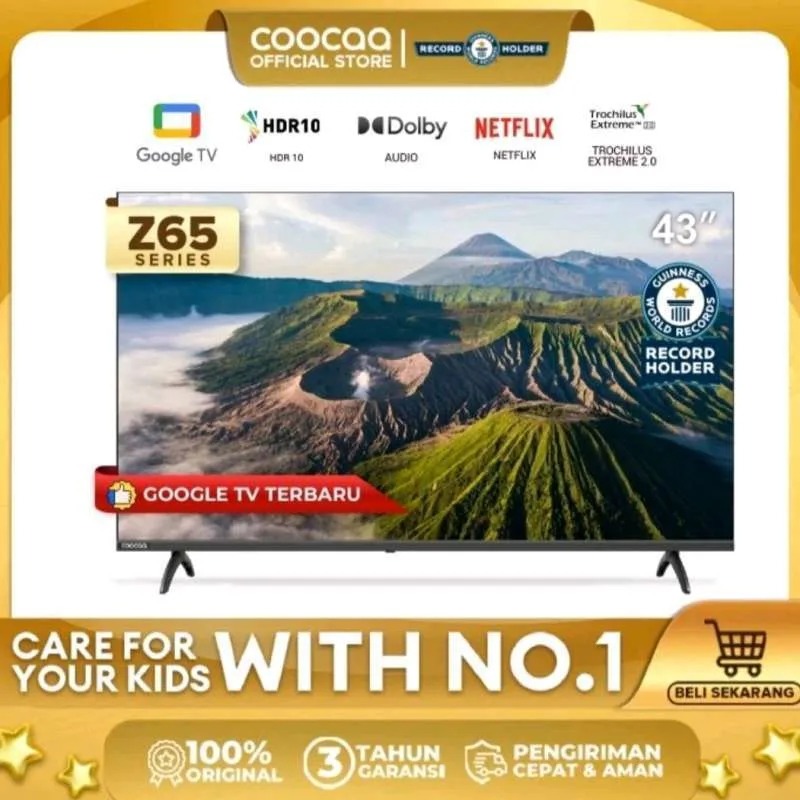 Coocaa 43Z65 Google TV Smart 43 Inch Full HD Dolby Audio Netflix YouTube + Bracket Garansi Resmi