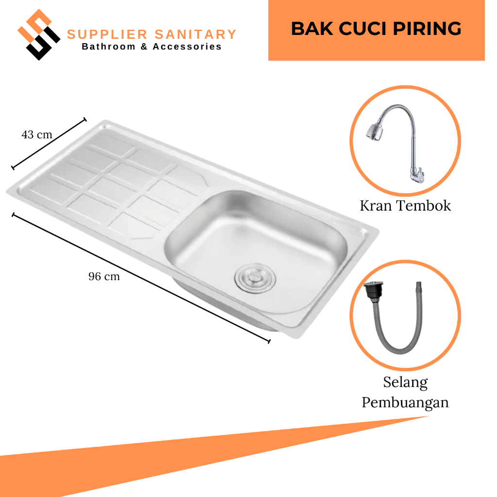BAK CUCI PIRING STENLIES 96 X 43/WASTAFEL CUCI PIRING/KITCHEN SINK