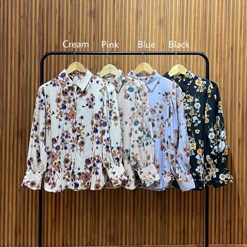 Marena Top - kemeja wanita - kemeja motif - kemeja bunga
