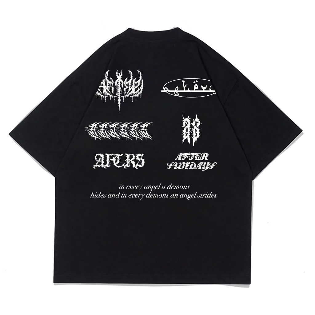 T-SHIRT OVERSIZE STRIDES Kaos Oversize Pria Wanita Cotton Hitam Motif Strides | BLACK | AFTERSUNDAYS
