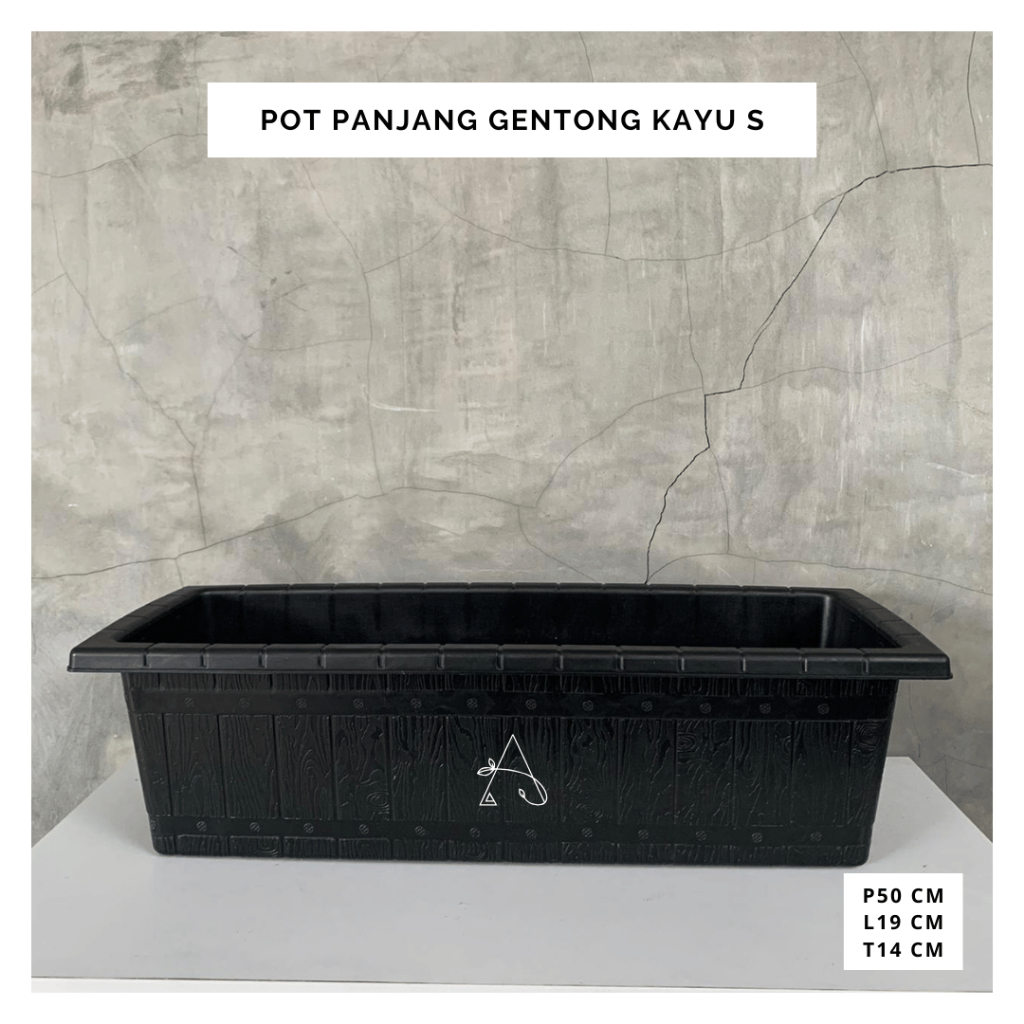 Pot Bunga Panjang Gentong Kayu Hitam 50s | Pot Panjang | Pot Tanaman Hias
