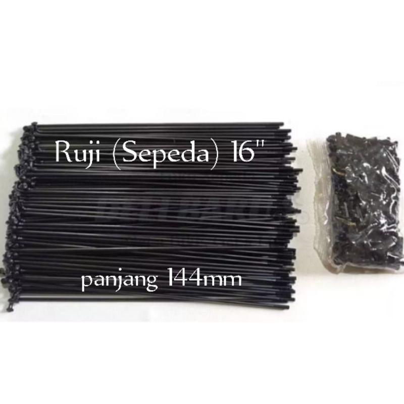 Ruji Jari Jari Sepeda 16" Spoke + Nipple Hitam (@36 pcs)