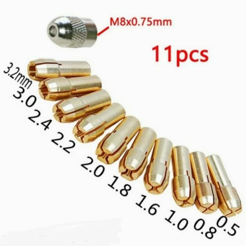 Kepala Bor Mini Chuck Collet Mini Drill Set 11 Pcs Taiwan Termurah