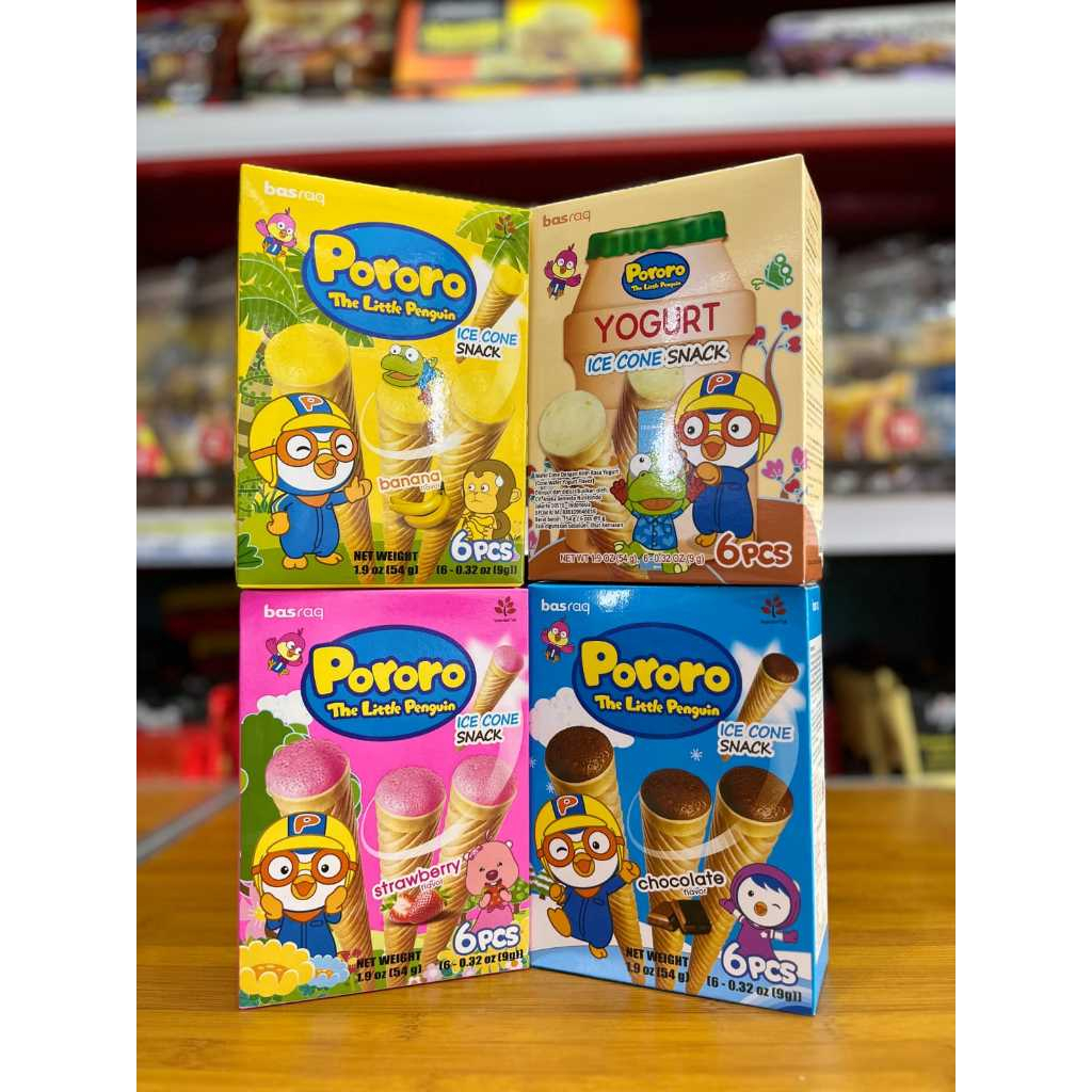 

pekanbaru / pororo isi 6 pcs the little penguin ice cone snack varian rasa kemasan chocolate