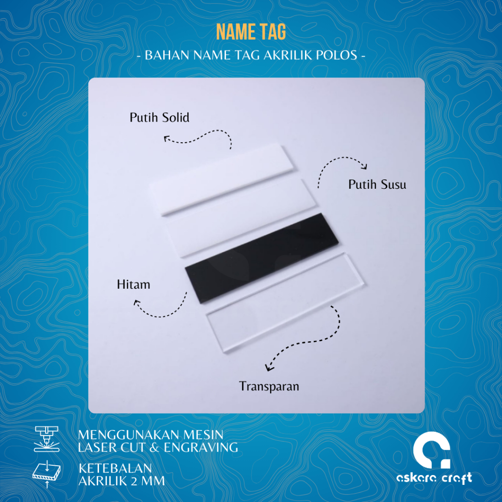

BAHAN NAMETAG / NAME TAG / PAPAN NAMA DADA 8 X 2 CM
