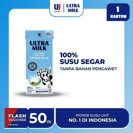 

Susu Ultra Milk Full Cream 200 ML - Susu UHT