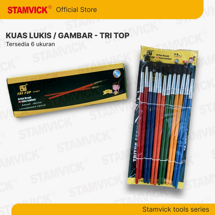 

Kuas Gambar Tritop / Kuas Lukis / Kuas Cat / Kuas Warna Warni / Kuas Cat Air Nomor 4 - 12