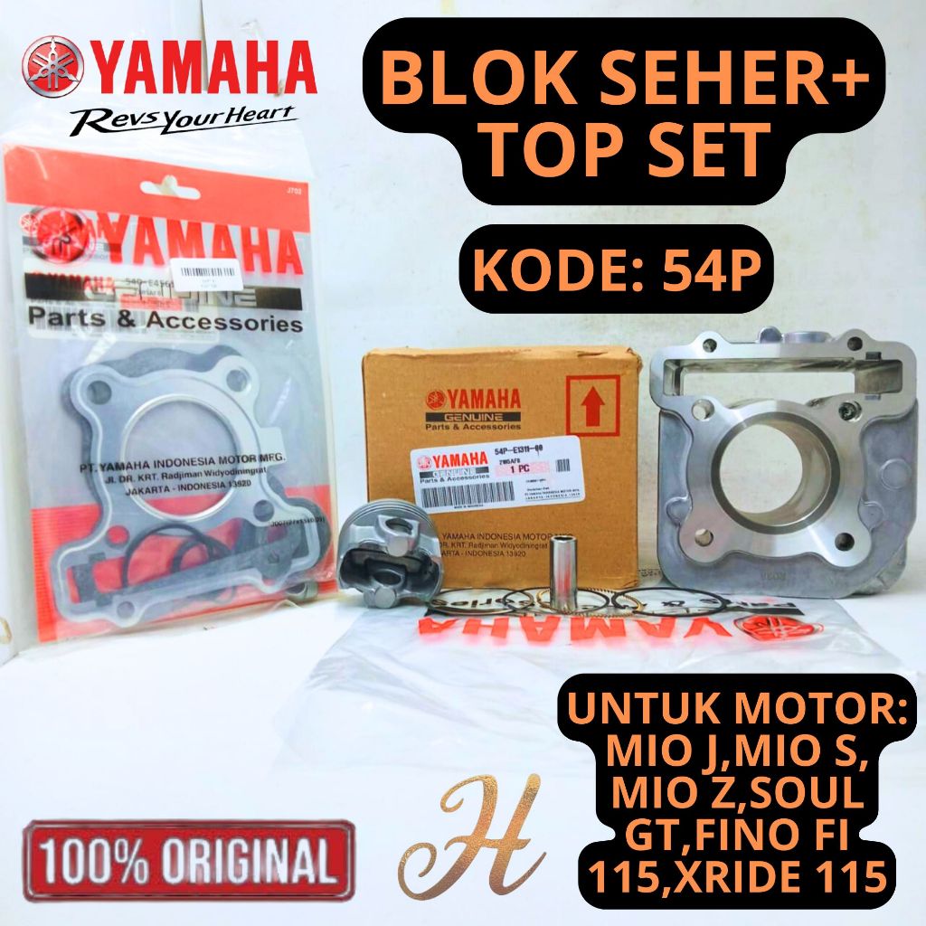 BLOK SEHER+TOP SET GARANSI YAMAHA 54P MIO J,MIO S,MIO Z,SOUL GT,FINO FI 115,XRIDE 115 100% ASLI ORI