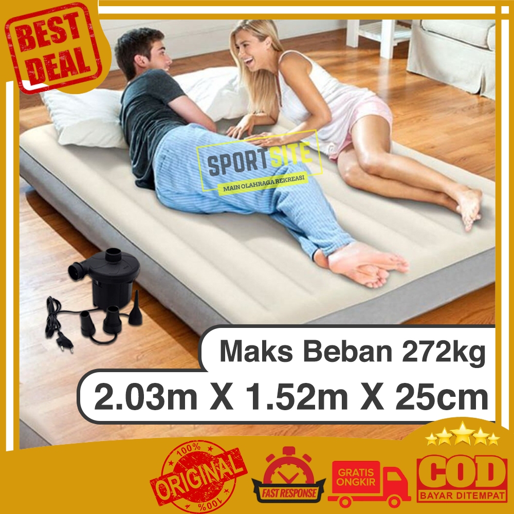 Intex Durabeam Queen Abu High Airbed 1.52m x 2.03m x 25 cm Kasur Angin Dura Beam Deluxe Air Mattress