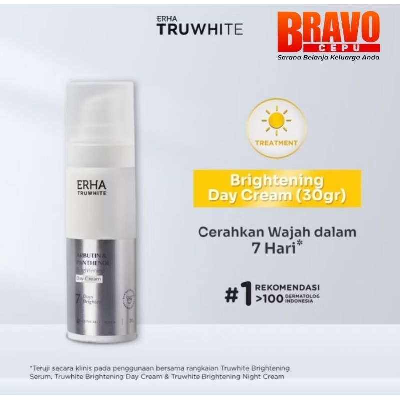 ERHA Truwhite Arbutin & Panthenol Brightening Day Cream 30g - Krim Pagi Pencerah Wajah