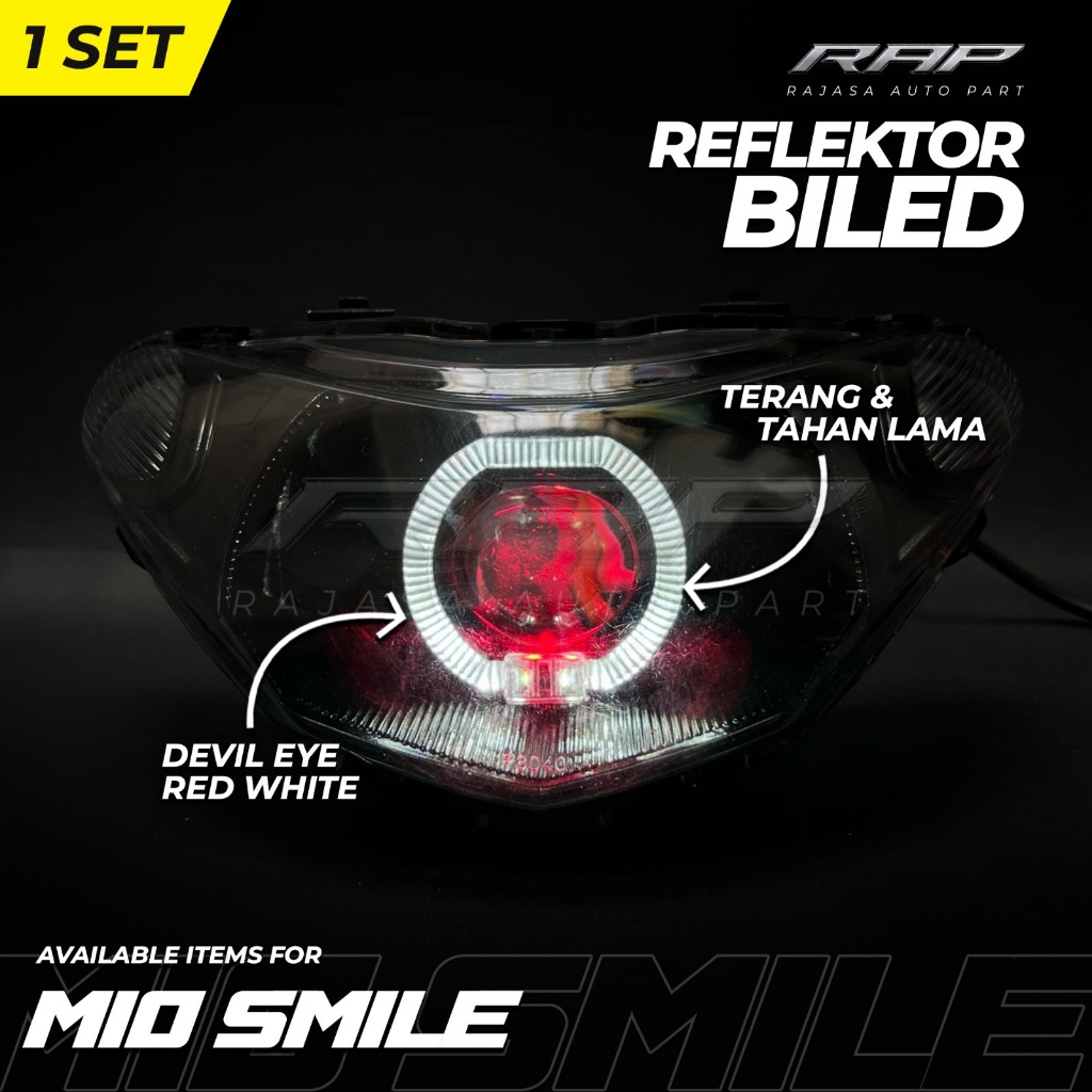 PAKET REFLEKTOR LAMPU DEPAN  MIO SMILE BILED/LAMPU DEPAN BILED MIO SMILE RED DAN BLUE SMOKE