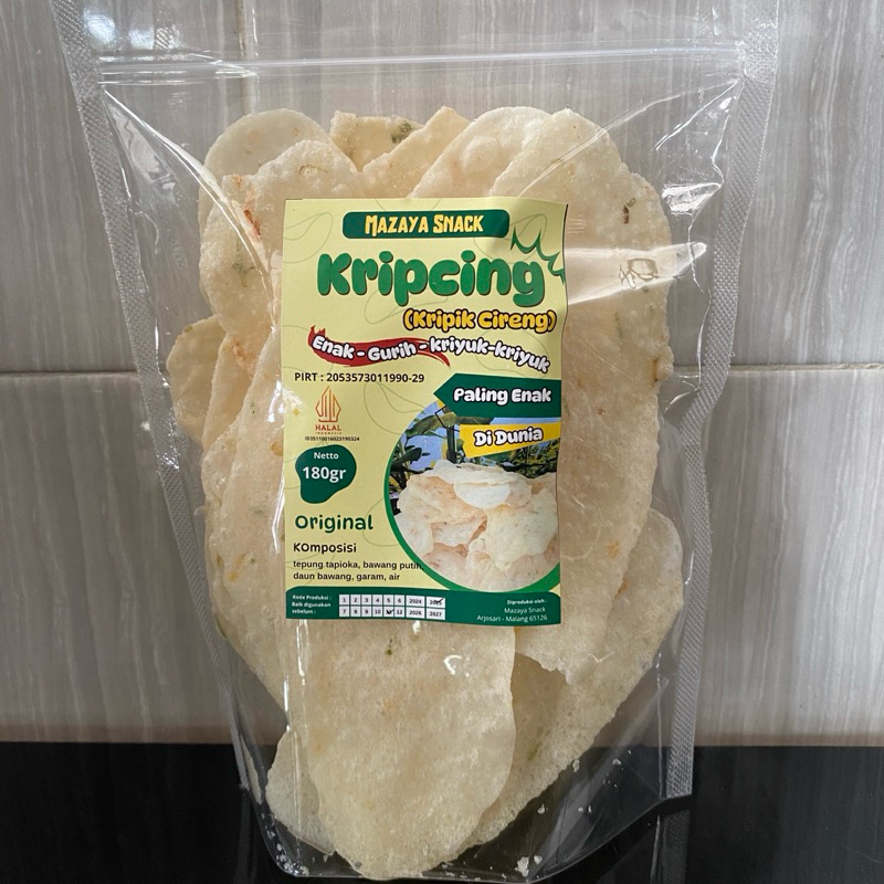 

Kripcing (keripik cireng) merk Mazaya Snack 180gr