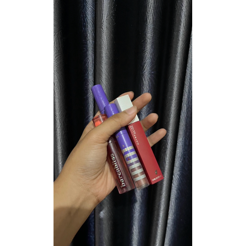 PRELOVED LIPCREAM LIP TINT SOMETHINC IDOL, BAREN N BLISS LIPTINT, MAYBELLINE SUPERSTAY MATTE INK