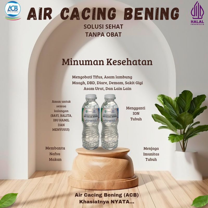 

Air Cacing Bening (ACB) | Minuman Tradisional Untuk Tipes Demam | ACB Original Kemasan 330ML | Air Cacing Bening Plus Air Zam Zam