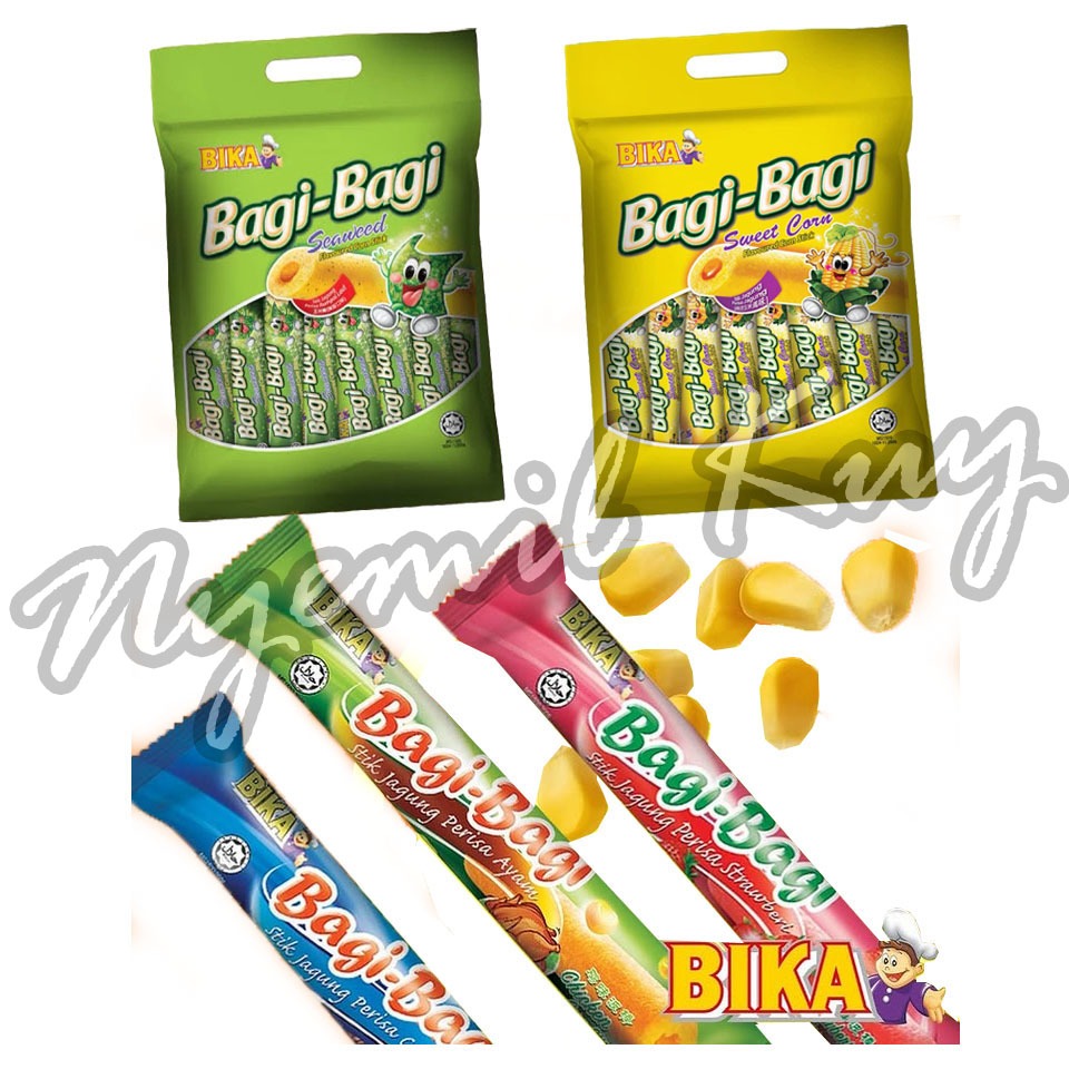 

Bika Bagi Bagi Sweet Corn Seaweed Flavoured Corn Stick - Bika Stik Jagung Perisa Jagung Manis Rumput Laut 100g