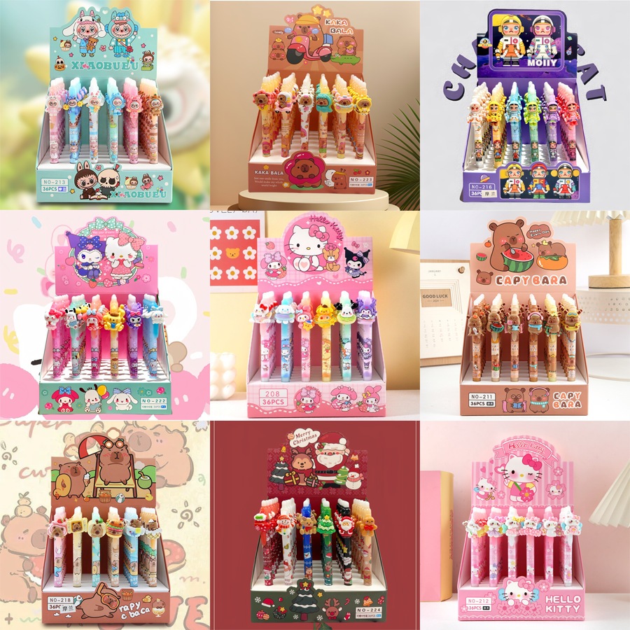

PULPEN GEL / ALAT TULIS Capybara Spongebob & Friends GROSIR / ECERAN gel pen 0.5mm lucu warna hitam