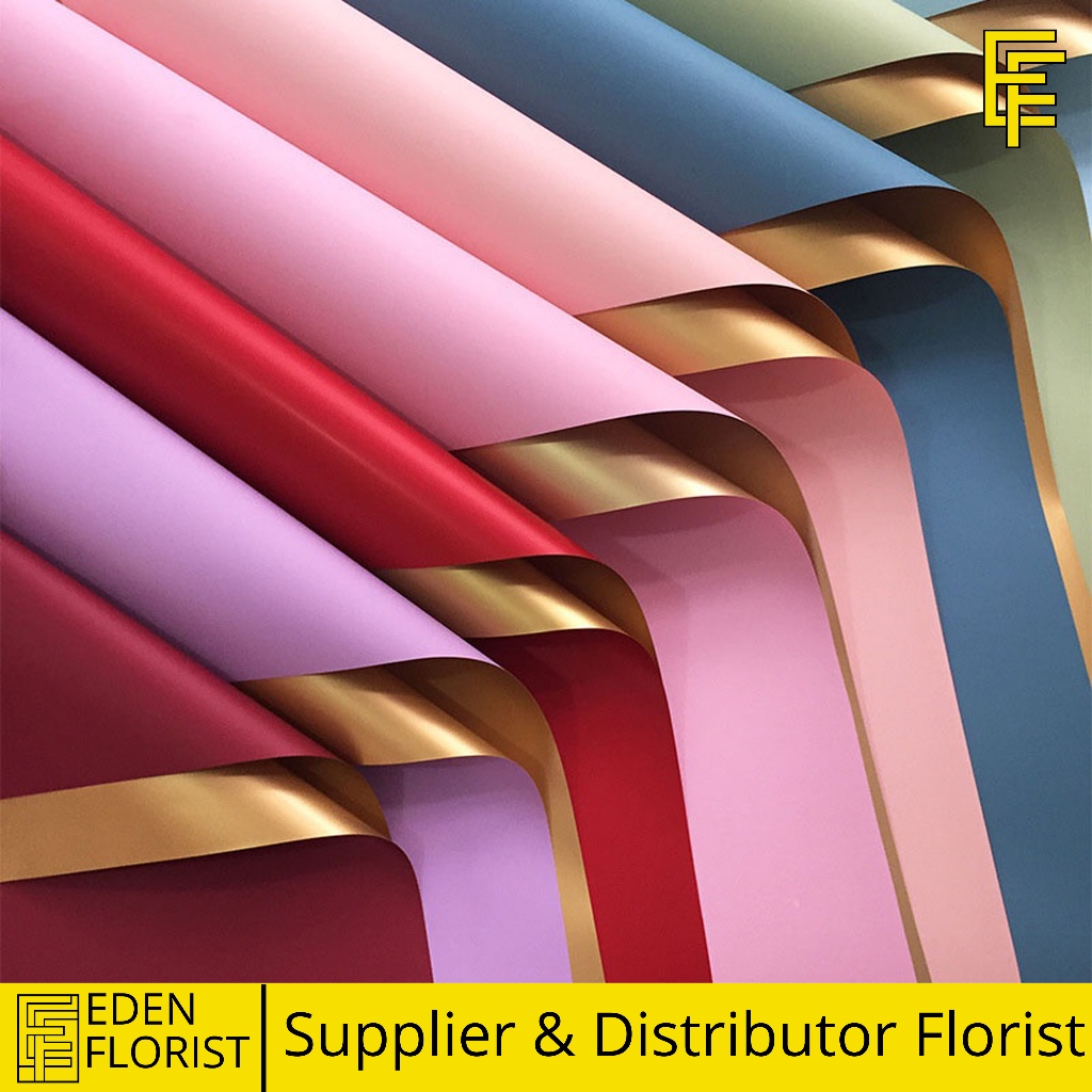 

20 LEMBAR Flower Wrapping Paper Bi Color Gold Emas Cellophane Kertas Buket Bunga COD KB02