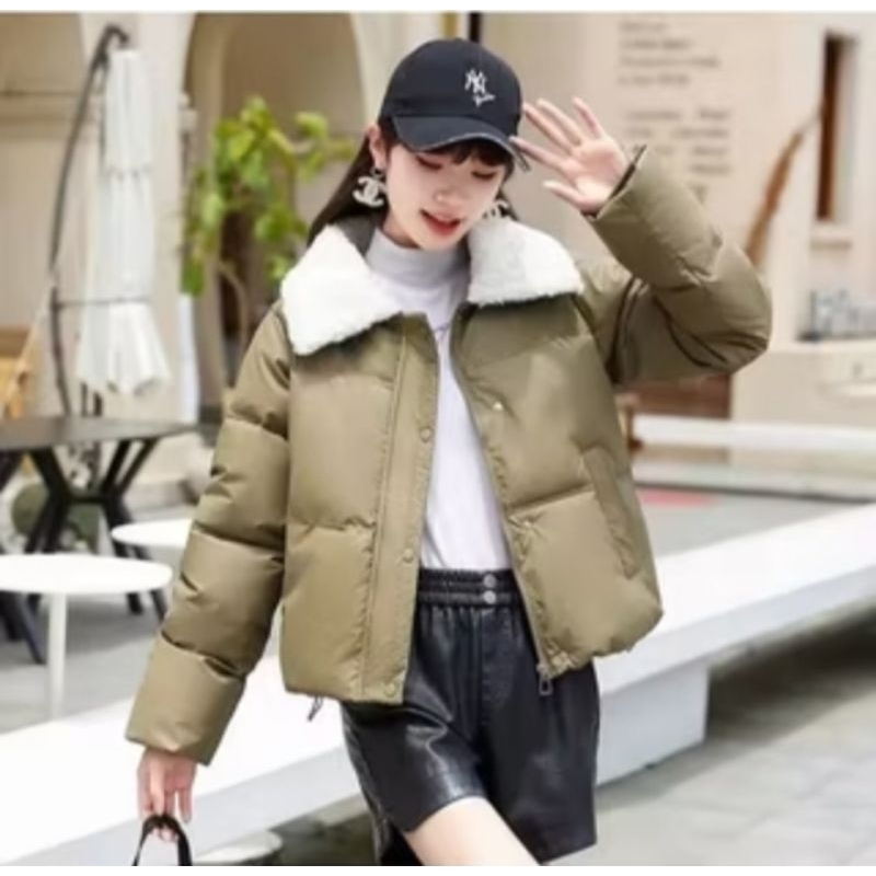 Jaket Wanita Kerah Bulu / Jaket Winter Wanita / Jaket crop Wanita / Jaket Mantel Wanita / Jaket Musi