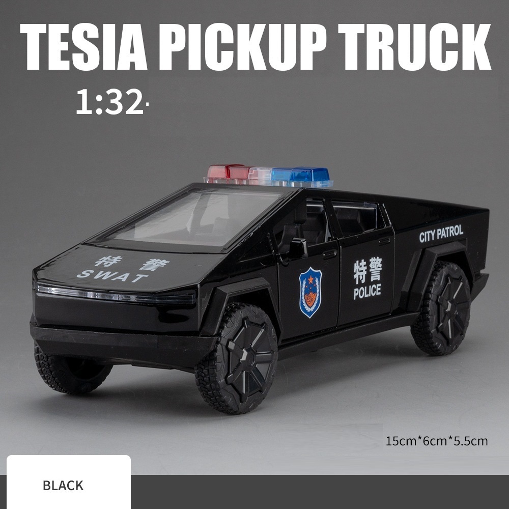 Diecast Tesla Police Truck scala 1:32 Alloy metal