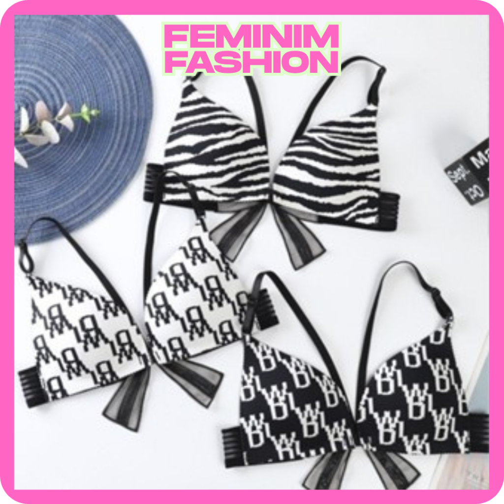 FF Bra Kancing Depan Dengan Simpul Sexy Pita Kupu Kupu DI Belakang Motif Lucu BR841