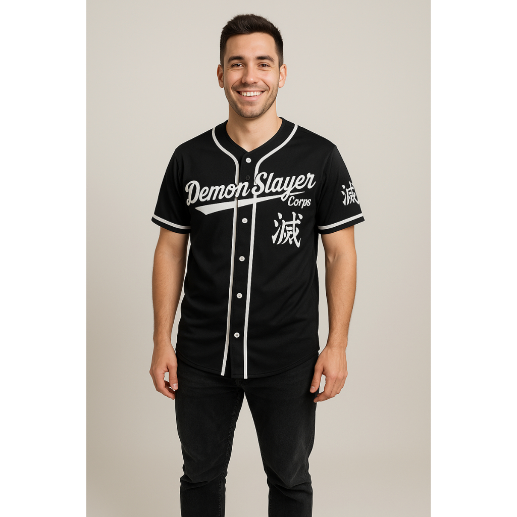 Baseball Jersey Demon | Pria & Wanita Unisex | Baju Baseball Keren Oversize Streetwear Kekinian