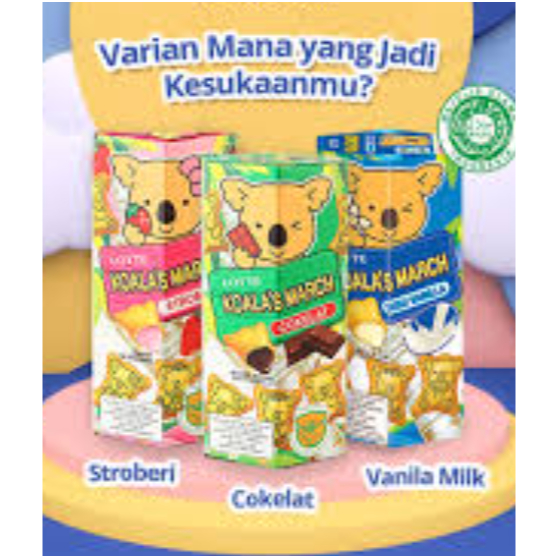 

pekanbaru / koala march biskuit snack makanan ringan varian rasa isi stroberi cokelat vanila susu