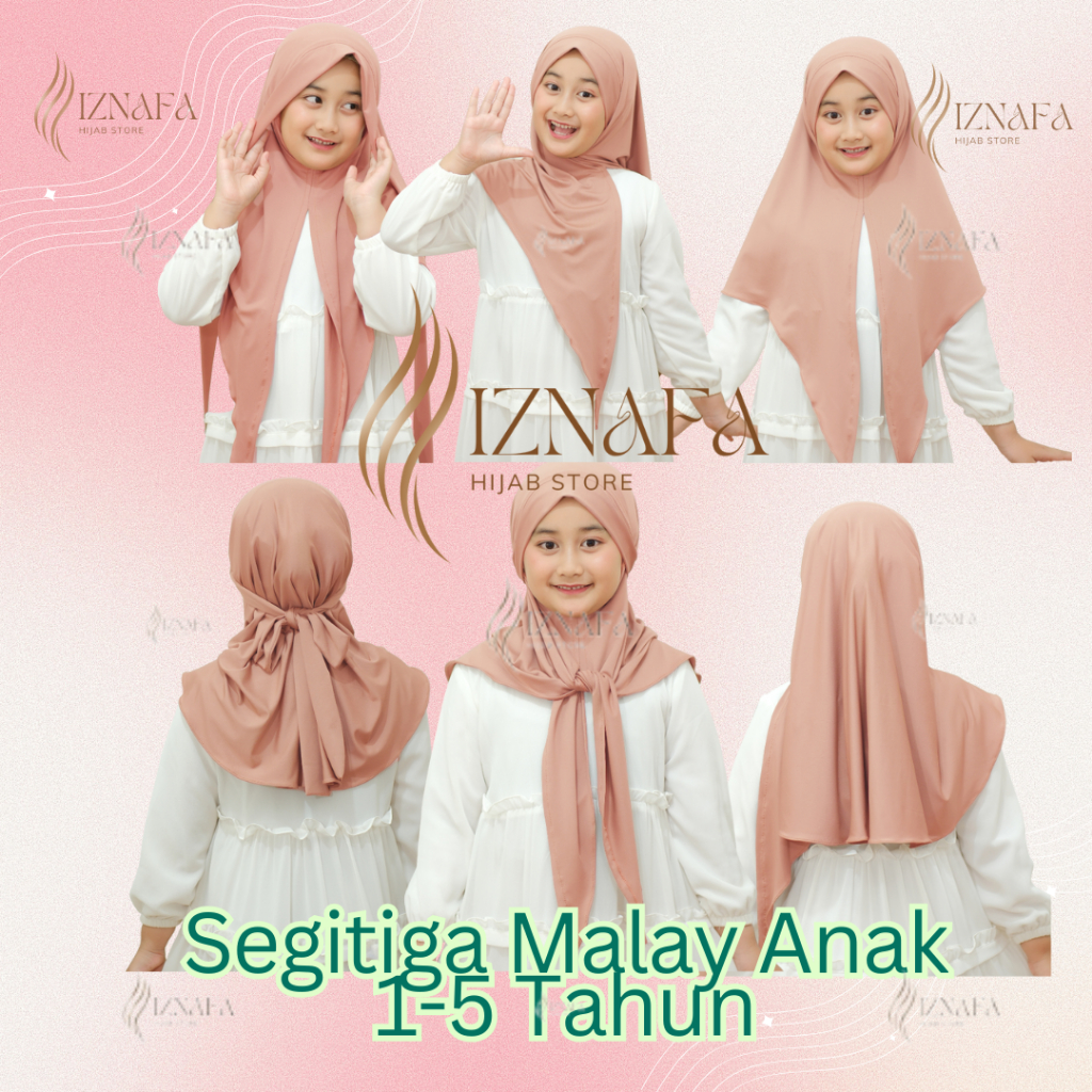 Hijab Segitiga Instan Malay Anak Usia 1-5 th | Jilbab Segitiga Malay Anak Spandex Jersey