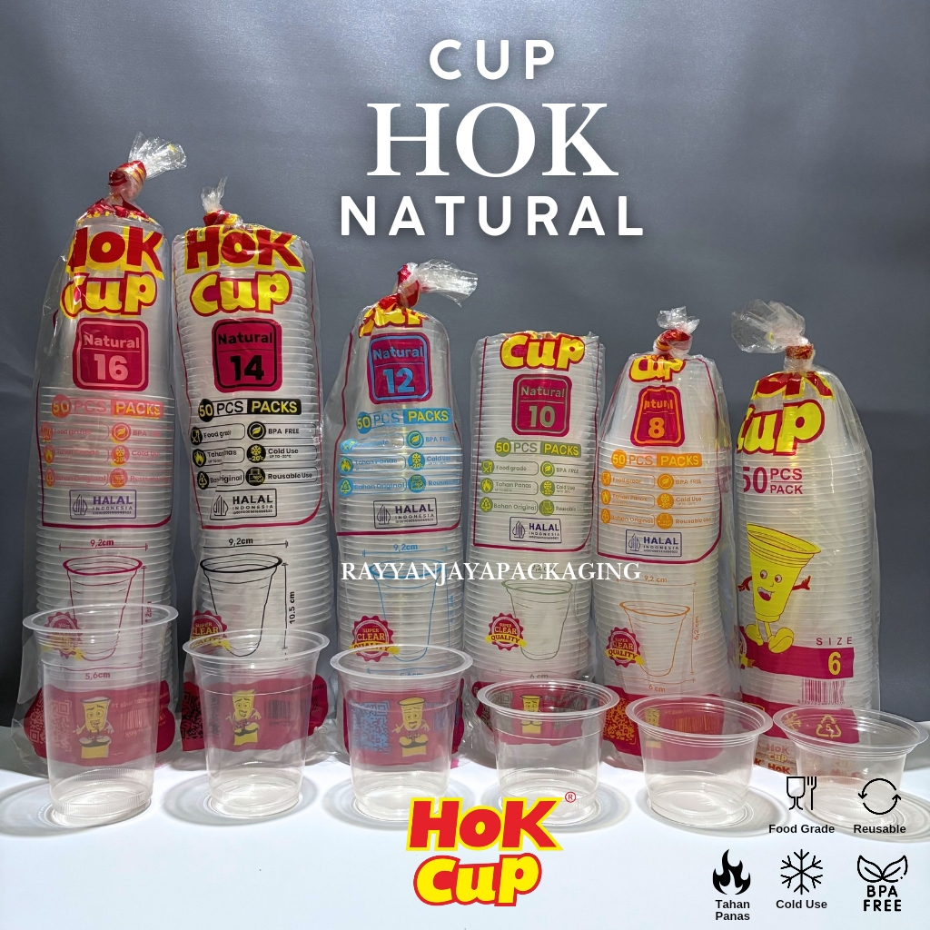 Gelas Cup Plastik HOK 6oz 8oz 10oz 12oz 14oz 16oz Natural / Gelas Plastik / Cup Plastik