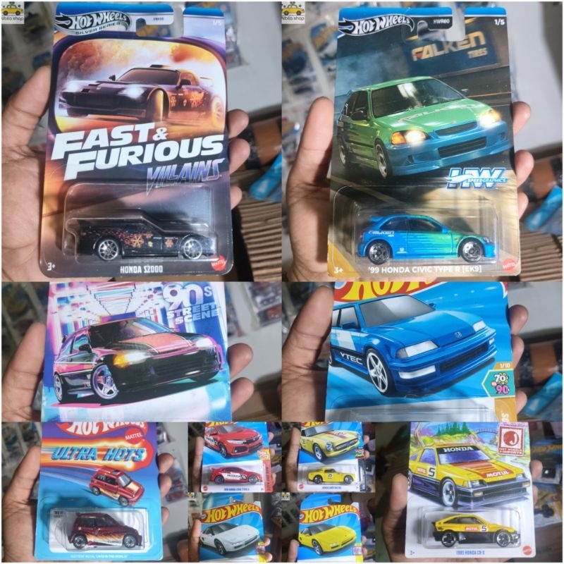 Hot Wheels Honda Civic EF - Honda Civic Type R Falken - Honda City Turbo - Honda S800 - Honda CR-X -