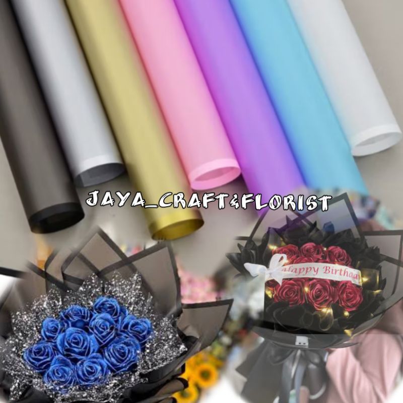 

1 Lembar Kertas Buket Transparan List Warna - Cellophane List Warna - 1 Lembar Kertas Buket Warna Transparan