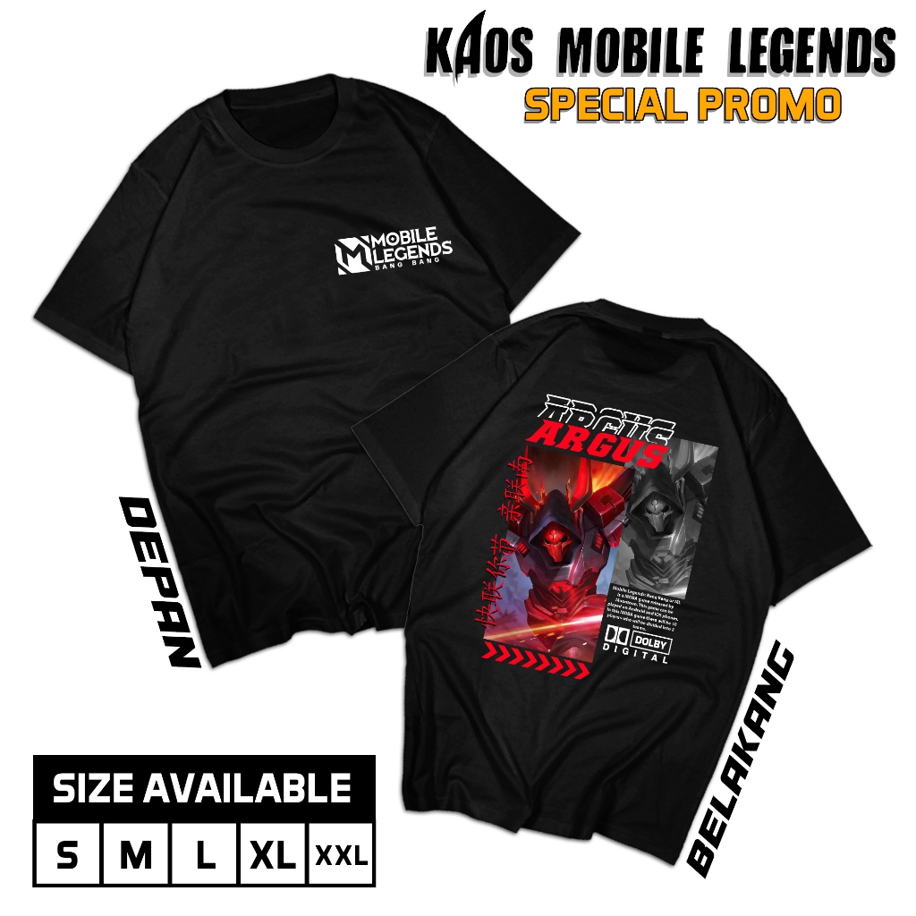 KAOS STREETWEAR MOBILE LEGENDS HERO ARGUS KAOS DEWASA UNISEX COMBED