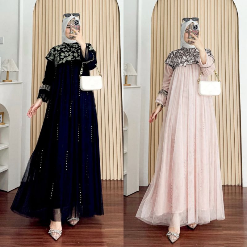 Naflah Gamis/Baju Kondangan/Gamis Kondangan/Gamis Lebaran/Baju Lebaran/Gamis Pesta/Gamis Viral/Gamis
