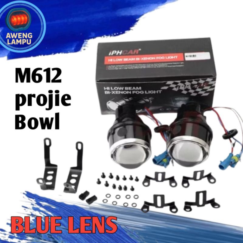 M612 IPCHAR Biled foglamp projector bowl blue lens 3 inch 3" HID LED mobil rumah projie proji bowl