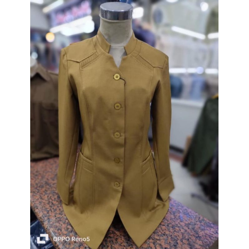 Baju Seragam Pemda PNS Wanita 270 - Setelan Blazer Khaki ASN Wanita Set Rok Span Terbaru