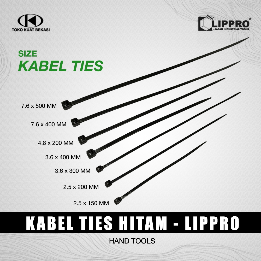 

LIPPRO Kabel Ties 2.5 x 150 Hitam Material Nilon / Cable Ties Nylon