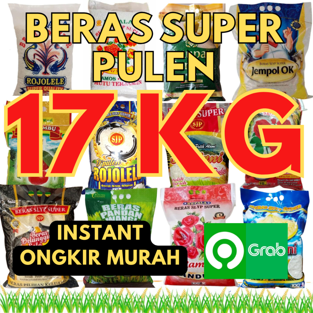 

(INSTANT ONGKIR MURAH) PROMOO BERAS SUPER PULEN 17 KG ARENA SEMBAKO CIKARANG