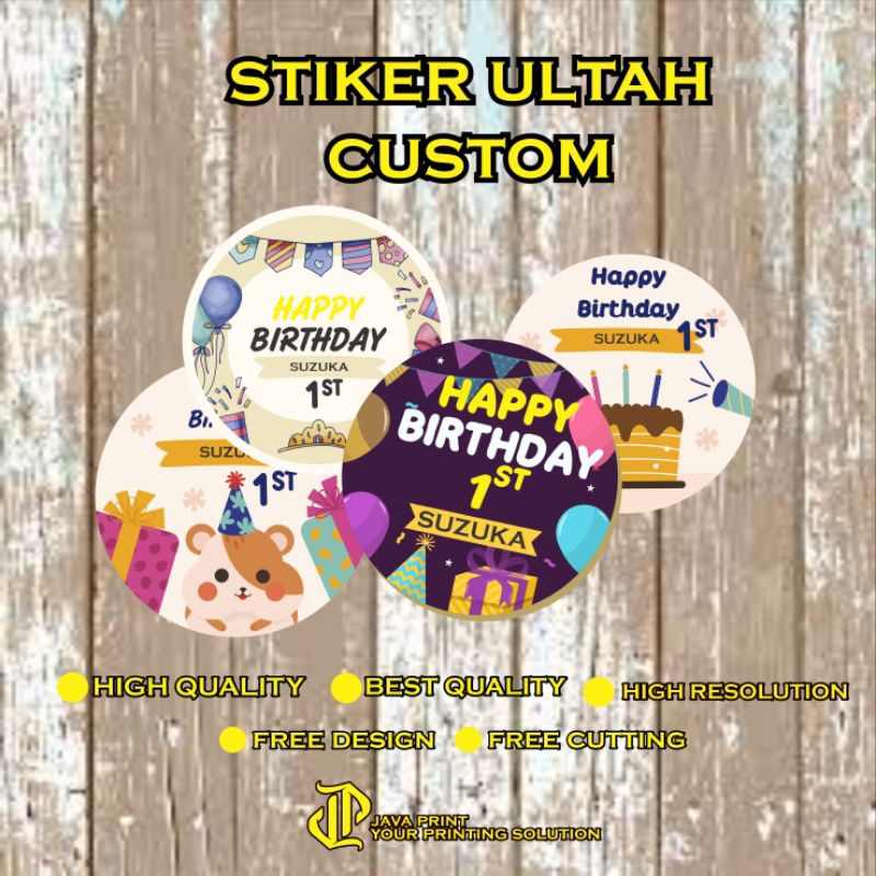

cetak stiker ulang tahun anak ukuran 5cm dan 6cm sudah cutting glossy termurah