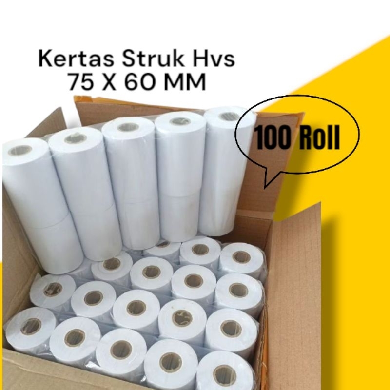 

Kertas struk hvs 1 ply 75x60 mm struk kasir 100 Roll