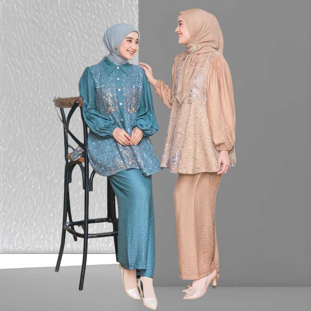 BAJU SETELAN WANITA INARA ALIVIA MUSLIMAH CRINKLE TERBARU BUSSUI FRINDLY ONE SET WANITA KEKINIAN MOD
