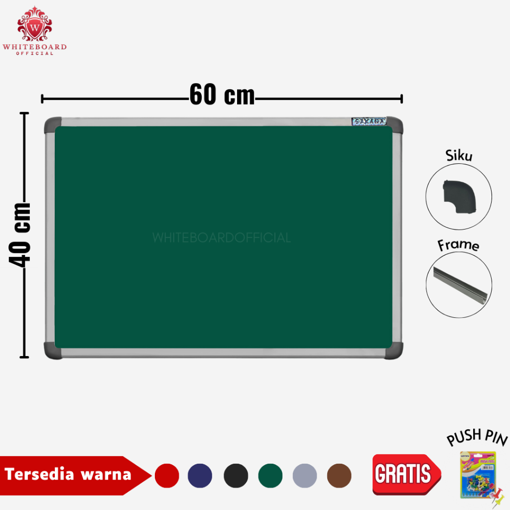 

SAKANA Softboard Bludru Gantung 40x60cm / Cork Board / Pin Board / Papan Mading / Papan Pengumuman