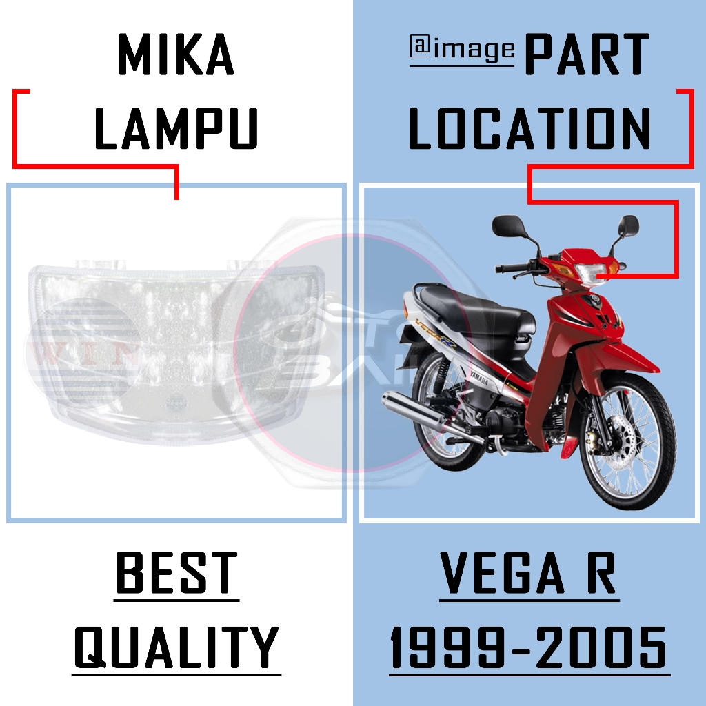 MIKA LAMPU DEPAN VEGA R LAMA VEGA R 2004 MERK WIN / MIKA KACA REFLEKTOR VEGA R ORIGINAL WIN
